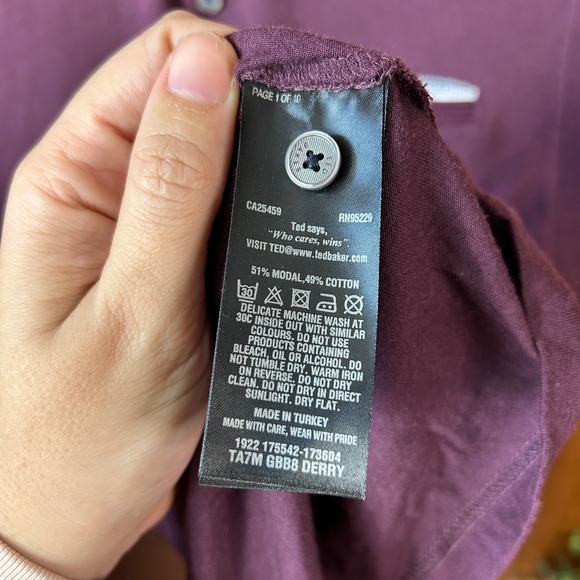 Ted Baker London Mens Purple Short Sleeve Polo Shirt Size 3 - Picture 9 of 10